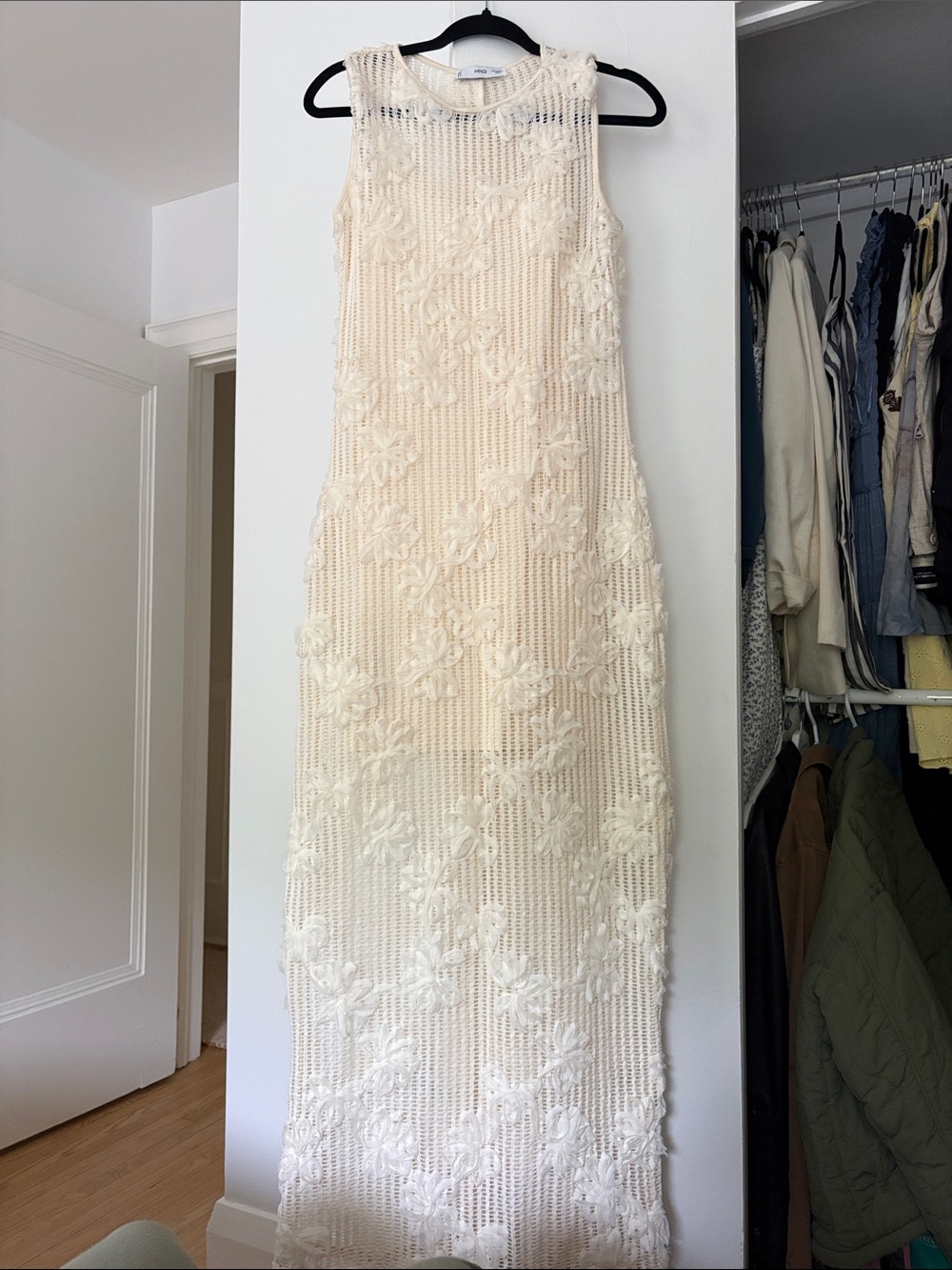 Mango Ivory Crochet Maxi Dress